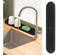 JIANGZHIB Tapis d'égouttement étroit - Noir - Tapis d'égouttement en silicone - 43 x 7,8 cm - Antidérapant - Pour verres, bouteilles et planches à découper