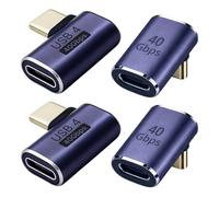 JiangZShangM 4PCS USB C 90 Degree Adapter 100W, USBC Mâle vers Femelle à Angle Droit 40Gbps, USB C Coudé Adaptateur pour Tablette et Ordinateur Portable, Angle Droit TypeC Mâle vers USBC Femelle