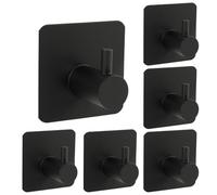 JiangZShangM 6PCS Crochet Adhésif Noir, Crochets en Acier Inoxydable sans Perçage pour Salle de Bain, Cuisine, Bureau, Idéal pour Accroche Serviette, Torchons, Clés, Vêtements