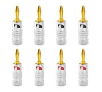 JiangZShangM 8PCS Fiche Banane 4mm pour Câble Enceinte, Connecteurs pour Enceintes Plaqués Or sans Soudure, Fiches Banane HiFi pour Haut-Parleur et Amplificateur, Banane Connecteur Audio