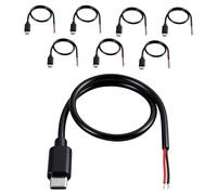 JiangZShangM 8PCS Queue de Cochon USB Type-C Mâle 0,3 m 24AWG 3A, Type C USB à Fil Nu vers 2 Broches, Câble Pigtail Type-C pour Alimentation Projets DIY