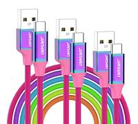 JianHan Lot de 3 câbles USB-C (3 m + 2 m + 1 m) USB-A vers type C - Câble de charge tressé - Pour Samsung Galaxy S22 S21 S20 S10 S10e S9 Plus S8 Note 10 9 8 A5 A7 LG