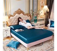 JIANINGHOME Drap Housse 160x200,Drap-Housse Brillant en Satin d'environ - Drap-Housse Souple et élégant avec élastique sur Le Bord