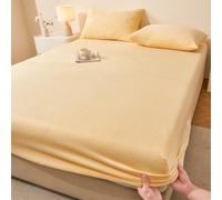 JIANINGHOME Draps-Housses Chauds 180x200 Jaune pâle Lit Super King