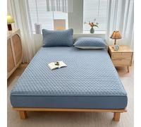 JIANINGHOME Protège Matelas Imperméable 120x200 Bleu Drap-Housse matelassé La Microfibre Douce s'adapte Parfaitement avec 1 Taies d'Oreillers