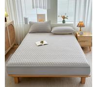 JIANINGHOME Protège Matelas Imperméable 200x220 Gris Drap-Housse matelassé La Microfibre Douce s'adapte Parfaitement
