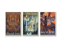 JIANJIE Mordor Lord of The Ring Hobbit Movie Vintage Travel Art Poster - Lot de 3 impressions sur toile pour décoration murale