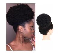 jianjunchaling Brazilian Updo Afro Puff Human Hair Bun Chignon Hairpiece Short Drawstring Ponytail Kinky Curly Clip in Non-Remy Hair Ponytail Extensions Hair Ponytail for Women Girls(6inch)