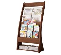 jianjunchaling Brochure Display Stand Wooden Newspaper Rack,Office Magazine Racks Floor-Standing Brochure Display Stand Promotional Materials Storage(Brown)