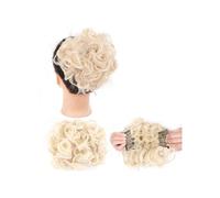 jianjunchaling Chignon bouclé avec Clips for Extension de Queue de Cheval, Perruque synthétique Hair Ponytail for Women Girls(Platinum Blonde)