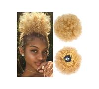 jianjunchaling Chignon synthétique Afro Bouffant avec Cordon de Serrage, Queue de Cheval Bouffante bouclée et crépue, Chignon Naturel for Femmes Noires Hair Ponytail for Women Girls(Golden Brown)