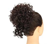jianjunchaling Extensions capillaires synthétiques bouclées avec Cordon élastique, 60 g, Chignon décoiffé, for Femmes, Brun foncé Hair Ponytail for Women Girls(Dark Brown)