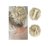 jianjunchaling Extensions de Cheveux synthétiques à Pinces for Chignon décoiffé, Queue de Cheval ondulée et bouclée for Femmes Hair Ponytail for Women Girls(Light Blonde)