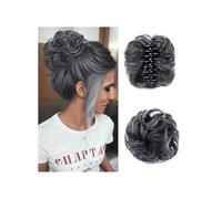 jianjunchaling Extensions de Chignon synthétiques ondulés et bouclés avec Pince à Cheveux for Femme, Queue de Cheval Hair Ponytail for Women Girls(Dark Gray+White)