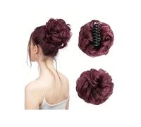jianjunchaling Extensions de Chignon synthétiques ondulés et bouclés avec Pince à Cheveux for Femme, Queue de Cheval Hair Ponytail for Women Girls(Wine Red)