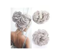 jianjunchaling Extensions de Chignon synthétiques ondulés et bouclés avec Pince à Cheveux for Femme, Queue de Cheval Hair Ponytail for Women Girls(Silver Gray)