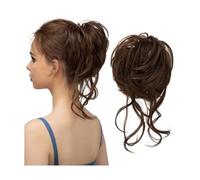 jianjunchaling Messy Bun Hair Piece Tousled Updo Extension Elastic Hair Pieces Curly Scrunchie for Women Hair Ponytail for Women Girls(Medium Brown)