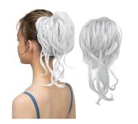 jianjunchaling Messy Bun Hair Piece Tousled Updo Extension Elastic Hair Pieces Curly Scrunchie for Women Hair Ponytail for Women Girls(Light Silver Grey)