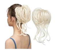 jianjunchaling Messy Bun Hair Piece Tousled Updo Extension Elastic Hair Pieces Curly Scrunchie for Women Hair Ponytail for Women Girls(White Blonde)