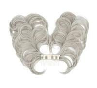 jianjunchaling Postiche synthétique en Chignon décoiffé avec Peigne latéral et Clip en Chignon Naturel, Lisse, Polyvalent et réglable, for Femme Hair Ponytail for Women Girls(Silver Grey)
