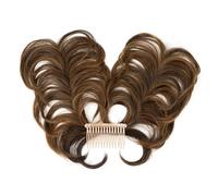 jianjunchaling Postiche synthétique en Chignon décoiffé avec Peigne latéral et Clip en Chignon Naturel, Lisse, Polyvalent et réglable, for Femme Hair Ponytail for Women Girls(Iced Mocha)