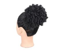 jianjunchaling Queue de Cheval synthétique bouclée Afro Bouffante, postiche Chignon, Queue de Cheval, Extensions de Cheveux Afro Courts, Clips en chignons Hair Ponytail for Women Girls(Black)