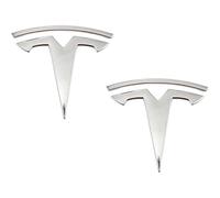 JianJunSuper Autocollant EmblèMe Logo Voiture pour Tesla modèle 3 modèle Y 2021,Imperméable Résistant au Soleil EmblèMe Logo Voiture Remplacement Voiture Décoration Accessoires,3-Silver(2pcs)