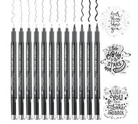 JIANTA 12 pièces Stylos de Calligraphie, Feutre Fin Noir Fineliner pour l'Écriture, Accessoires de Bullet Journal, Stylo de Dessin noir