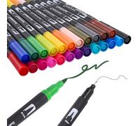 JIANTA 24 Stylos Feutres Coloriage Adulte, Feutre Double Pointe Feutre Aquarelle Pinceau Marqueurs pour Enfants Coloriage Dessin Lettrage Esquisse Pâques Noël