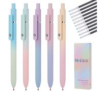 JIANTA 5 Stylos à Bille Noire, Stylos à Encre Gel Rétractable, 10 Recharges, Plume de 0,5 mm pour L'école, La Maison, Le Bureau - Pastell