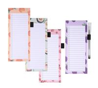 JIANTA Blocs Notes Magnétiques, 4 Blocs Liste de Courses Magnetique, Cahier, avec Stylo et Boîte à Cocher, 9 x 23 cm, Carnet Liste de Choses à Faire pour le Bureau, la Maison, la École