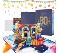 JIANTA Carte Anniversaire 60 Ans, Carte Cadeau Pop-Up, Carte de Voeux 3D avec Enveloppe, Cartes de Vœux d'anniversaire pour Femme, Homme, Amis, Mère