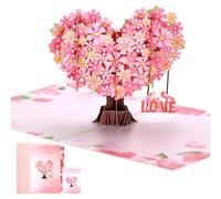 JIANTA Carte de Félicitations de Mariage en Forme de Cœur | avec Motif d'Arbre de Cerisier, Carte de Mariage Pop-Up 3D avec Enveloppe para Saint-Valentin Anniversaire Je t'aime Motif d'
