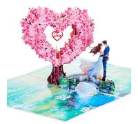 JIANTA Carte de mariage en forme de cœur avec un arbre de cerisiers en fleurs, carte pop up 3D mariage avec enveloppe blanche, carte de la Saint-Valentin, carte d'anniversaire Je t'aime