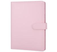 JIANTA Classeur A5 en Cuir Synthétique - Couverture Rechargeable à 6 Anneaux pour Papier de Remplissage, Classeur Budgétaire pour Voyage, Travail (Papier Intérieur Non Inclus) - Rose