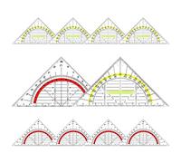 JIANTA Géométrie Plastique, 10Pcs Equerre de Géométrie, 16cm Triangle Géométrique en Plastique Transparente, Géotriangle en Plastique avec Poignée pour les Étudiants, le Bureau, la Peinture