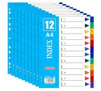 JIANTA [Lot de 10] Intercalaires pour classeurs A4, 12 pièces, Intercalaires A4 avec 12 onglets, Intercalaires classeurs ouleur en PP solide pour classeurs à levier, classeurs, reliure