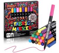 JIANTA Lot de 24 marqueurs pour tissu - Lavables et non toxiques - Marqueurs permanents pour vêtements - Marqueurs à pointe fine pour textile - Marqueurs artistiques