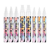 JIANTA Lot de 8 marqueurs à craie liquide lavables avec pointe réversible, marqueurs blancs effaçables à sec pour tableau noir, tableau noir, fenêtre de voiture, verre (3 mm, 6 mm, 10 mm)
