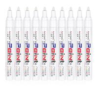 JIANTA Marqueur Blanc Permanent, 10 Stylos Blanc, Indélébile pour Verre, Pierre, Métal, Bois, Toile, Plastique, Tasse, Verre, Pneu