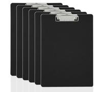 JIANTA Porte Bloc A4, 6 Pièces Porte-blocs en Plastique, tableau d'écriture empilable avec pince en métal, porte-blocs pour les étudiants, le bureau, Noir
