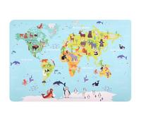 JIANTA Sous-mains cuir PU, Tapis de souris Grand, Sous-main de bureau enfants bleus - Carte animée continents/océans, Tapis de bureau pour le bureau et la maison(60 x 40 cm)