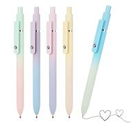 JIANTA Stylos Bille Noire, 5 Stylos Gel 0,5 mm, Rétractable, Esthétiques pour Écol - Pastell