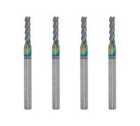 JIANXING Lot de 4 fraises carrées en carbure pour aluminium, alliage de cuivre, plastique, embouts de fraises en bout de 3/32", revêtement HRC 55 degrés DLC, fraises de toupie CNC