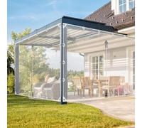 jianyana Rideau d'extérieur avec Fermeture éclair -2,4 x 4,5 M avec œillets de 30 mm - Rideau de séparation Transparent - pour extérieur, Garage, Meubles d'extérieur, véranda, pergola