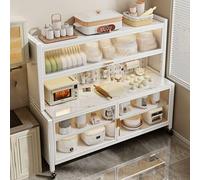 JIAOCKJIAO Armoire de Rangement pour Garde-Manger, Étagère de Cuisine avec Porte en Acrylique, Buffet sur roulettes avec Panneau Perforé, pour Épices de Garage, Cuisine(Wit,24x60in)