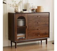 JIAOCKJIAO Buffet, Buffet Cuisine Garde-Manger, Meuble de Rangement de Cuisine À Plusieurs Niveaux avec Portes en Rotin, pour Salle À Manger, Entrée(Brown A,140cm/55.1in)