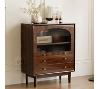 JIAOCKJIAO Buffet, Buffet Cuisine Garde-Manger, Meuble de Rangement de Cuisine À Plusieurs Niveaux avec Portes en Rotin, pour Salle À Manger, Entrée(Brown A,80cm/31.4in)