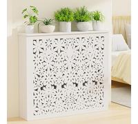 JIAOCKJIAO Cache Radiateur Ajouré À Lattes, Étagère de Recouvrement Blanche avec Plateforme de Rangement, Caches avec Trous de Dissipation Thermique en Forme de Fleur(35x31x8in/90x80x20cm)