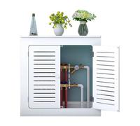 JIAOCKJIAO Cache Radiateur avec Étagère de Rangement, Armoire de Rangement Blanche pour Radiateur avec Double Porte, Couverture de Radiateur en Bois avec Protection(20x31x10in/50x80x25cm)